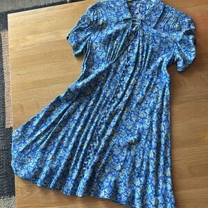 Free People Blue Floral Short Sleeve Mini Dress Size 4